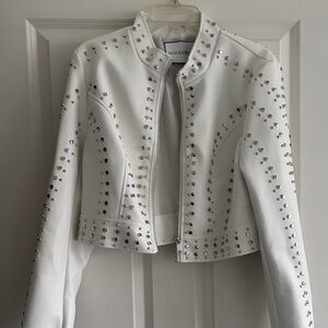 White Studded “leather” Jacket XL